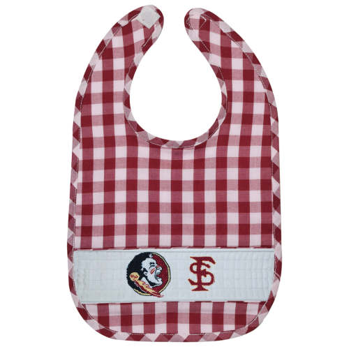 Florida State Smocked Embroidered Maroon Big Check Bib