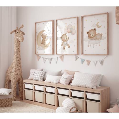 Teddy Bear Nursery Print: Neutral Baby Boy Room Decor