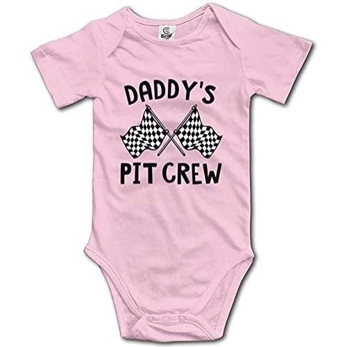 Daddy's Pit Crew Novelty Baby Clothes Funny Car Race Short Sleeve Bodysuit Unisex