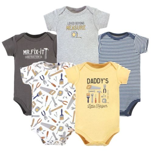 Hudson Baby Infant Boy Cotton Bodysuits, Construction Work 5 Pack, Newborn