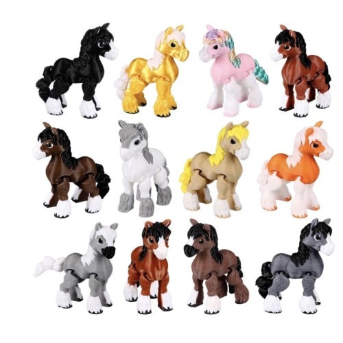 Honoson 12 Pcs 3D Printed Animals, 8-10cm, Multicolor Horse