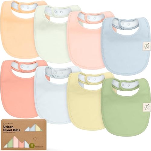 KeaBabies 8-Pack Organic Baby Bibs for Drooling and Teething (Dew)