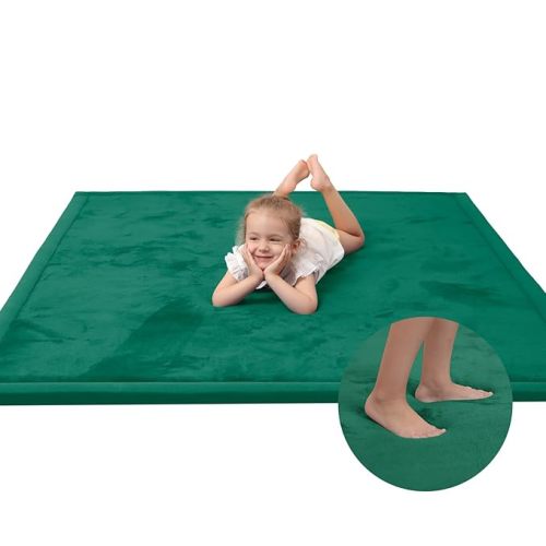 Huloo Sleep Baby Play Mat for Floor,1.3" Thick Memory foam Tummy Time Mat,Soft Coral Velvet Nursery Rug,Extra Large Non Slip Crawling Mats for Living Room(Dark Gray)