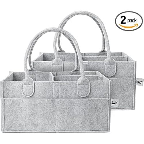 Mr. Pen- Baby Diaper Caddy Organizer, 2 Pack, Gray, Baby Caddy Organizer with Handle, Compact Size, Collapsible & Portable