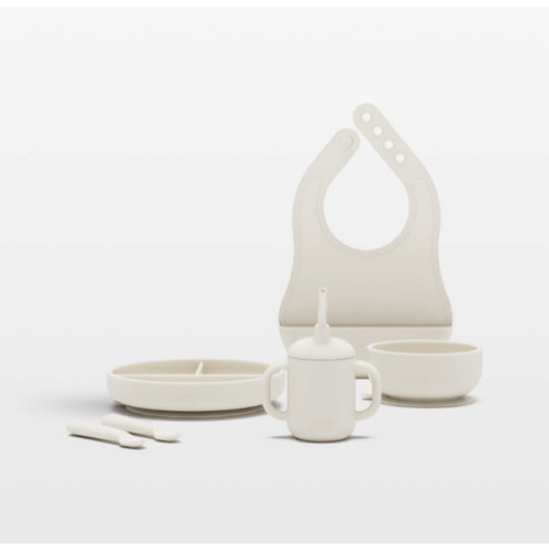 Lalo Oatmeal White First Bite Full Baby Feeding Set