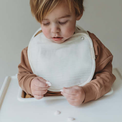 Organic Baby Bibs Muslin - Ivory & Taupe