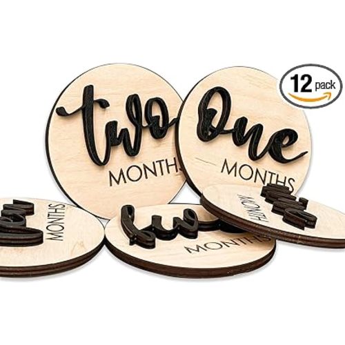 Baby Monthly Milestone, Wooden Baby Milestone Signs, Monthly Milestone Wood Discs, Baby Milestone Discs (S001)
