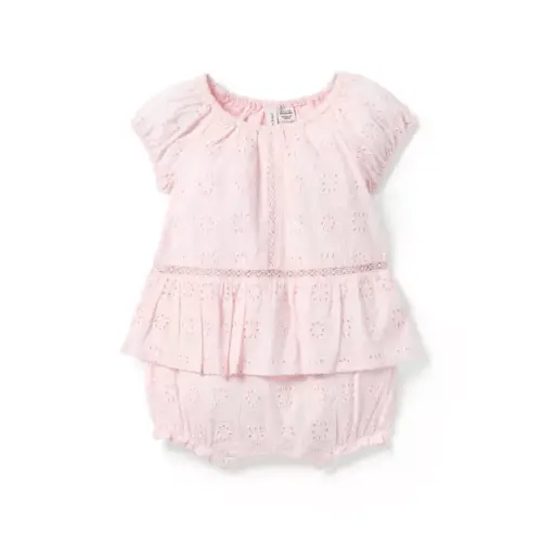 Baby Bubble Pink Baby Floral Eyelet Romper by Janie and Jack