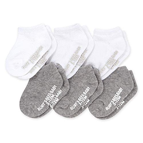 Burt's Bees Baby unisex-baby Socks, 6-pack Ankle Or Crew With Non-slip Grips, Made With Organic Cotton