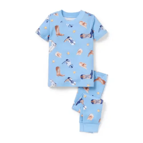 Boy Light Blue Cowboy Boot Good Night Pajama In Cowboy Boot by Janie and Jack
