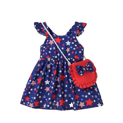 Baby Girl Clothes Toddler Dress Summer Infant Outfits 3-24 Months | Little Girls' Ruffle Sleeveless Dresses, Newborn Casual Boho Sundress with Cute Mini Bag, Perfect Daily Wear for Girls