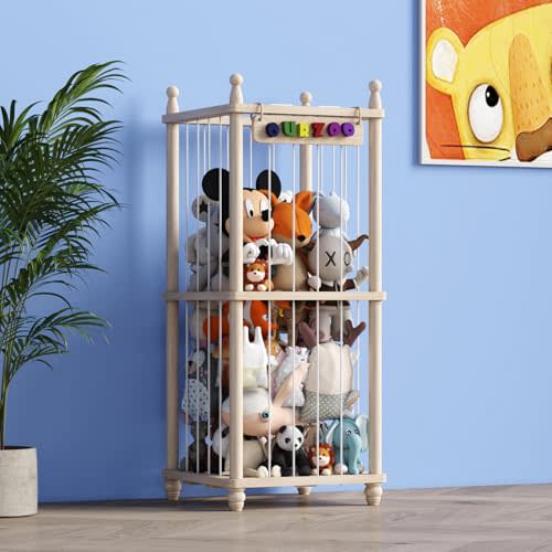Stuffed Animal Storage Wood Toy Storage Organizer, Upgraded Design from Bean Bag Stuffed Animal Hammock Plushie Net, X Large Toy Chest Stuffed animal holder for Kids Nursery Playroom Bedroom （XL）
