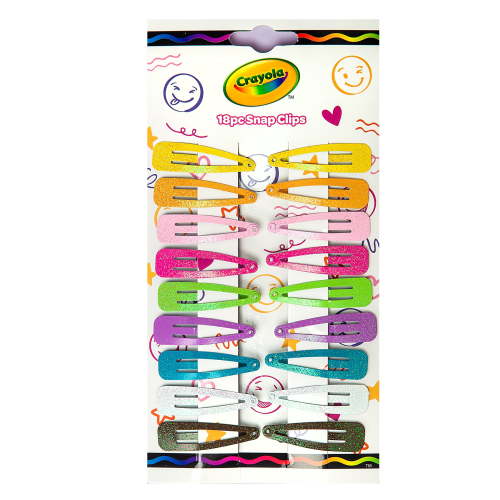 ENCHANTE-CRAYOLA Kids Glitter Snap Hair Clips, Assorted Colors, 18 Ct, Comfortable Hold