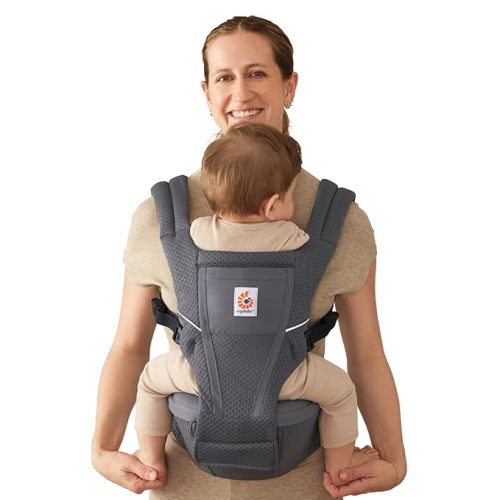Ergobaby Alta Hip Seat Baby Carrier for Babies & Toddlers 4-48 Months (12-45 lbs) - 3-Position Convertible Ergonomic Baby Carrier with Storage Pocket, Sun Hood, Hip-Healthy Positioning - Graphite Grey
