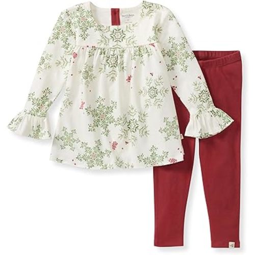 Burt's Bees Baby Baby Girls Long Sleeve Top and Pant Set, 100% Organic Cotton Outfit
