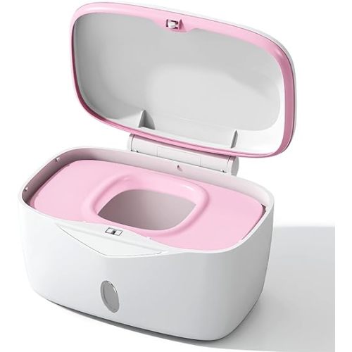 Wipes Dispenser with Weighted Plate, X2 PRO, Seposeve Perfect Pull Baby Wipe Holder, Refillable Wipe Container, Keeps Wipes Fresh, One-Handed Operation. Non-Slip, Easy Open/Close Wipes Case, Pink