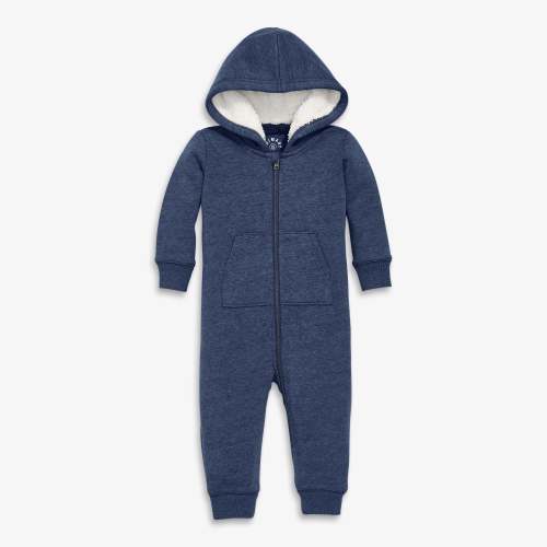 Baby teddy fleece-lined zip romper | Primary.com