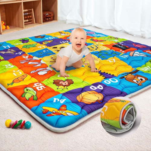 Beavtaens Baby Play Mat for Floor, Foam 50"x50"x1" Playpen Mat, Thickened & Non-Slip, for Ages 0-4
