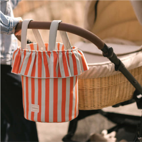 Basket Stripes - Coral + Aqua · Minicoton