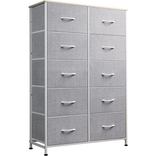 WLIVE Tall Dressers for Bedroom with 10 Drawers, Chest of Drawers, Dresser for Closet, Hallway, Living Room, Entryway, Light Grey