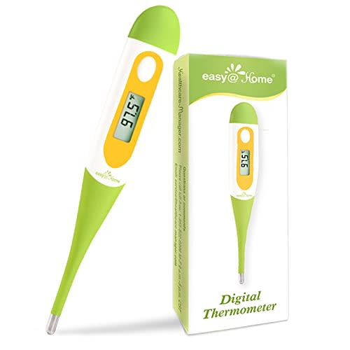 Digital Oral Thermometer for Adult and Kid, Easy@Home Accurate Fast Reading Body Temperature Thermometer for Oral and Underarm Measurement with Fever Alarm，EMT-021B-Green