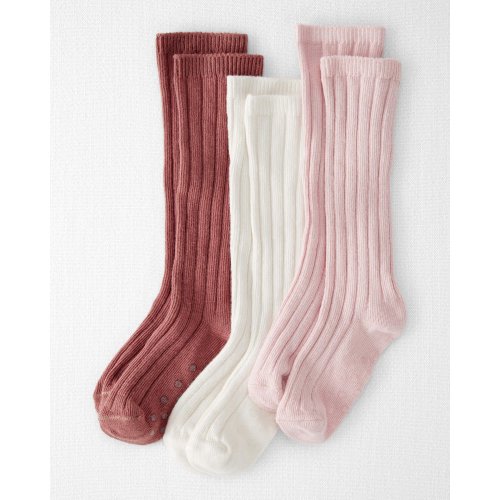 Toddler Girl 3-Pack Knee-High No-Slip Socks Made with Organic Cotton - Little Planet | Carter's