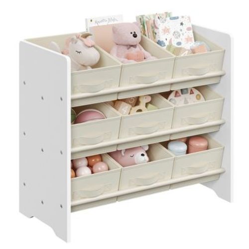 SONGMICS Toy Organizer, Kid Toy Shelf with 9 Non-Woven Fabric Boxes, for Children's Room and Playroom, Spacious, 11.6 x 24.6 x 23.6 Inches