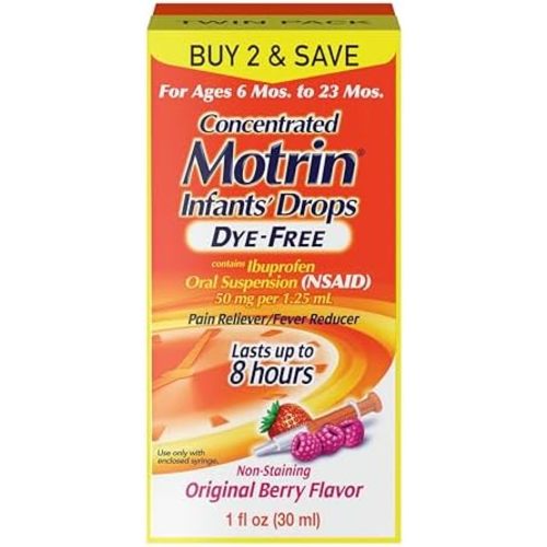 Infants' Motrin Dye-Free Liquid Ibuprofen, Berry Flavor, 1 fl oz Twin Pack