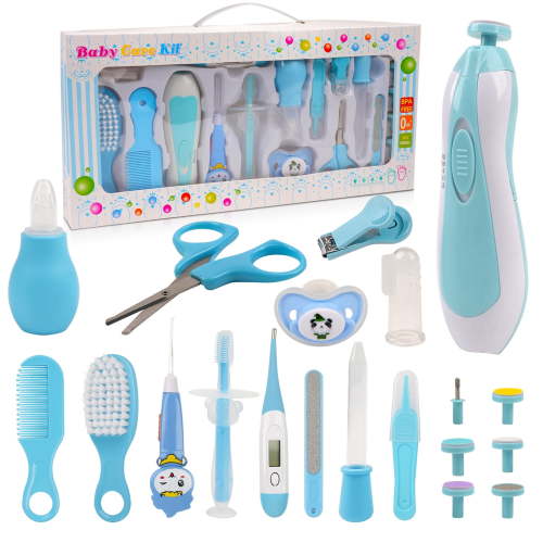 Baby Healthcare and Grooming Kit,BUSATIA 20 in 1 Baby Electric Nail Trimmer Set, Baby Grooming Kit,Newborn Nursery Health Care Set,Infant Comb,for Newborn Infant Toddler Kids,Blue