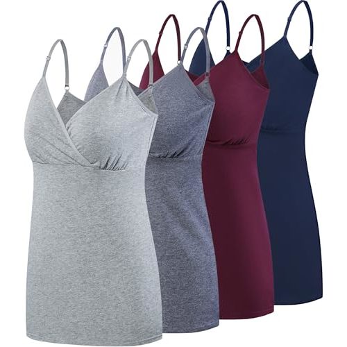 SUIEK 4 Pack Nursing Tank Tops Maternity Cami Cotton Breastfeeding Bralette