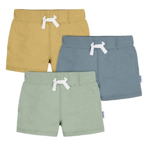 Gerber Baby and Toddler Boys' Knit Short - Green/Blue/Tan - 0-3 Months - 3-Pack
