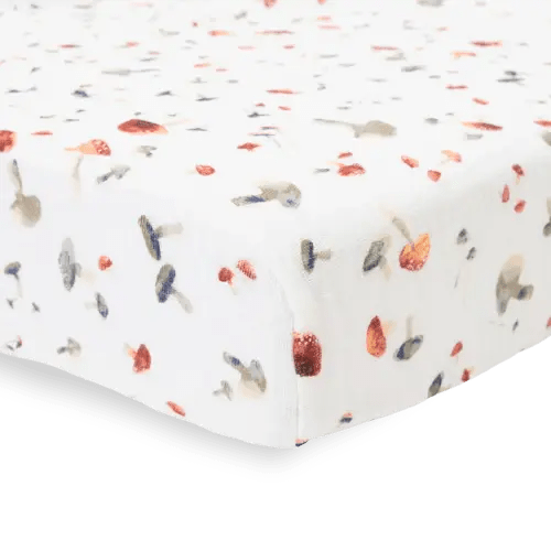 Little Unicorn Cotton Muslin Crib Sheet (Mushrooms)