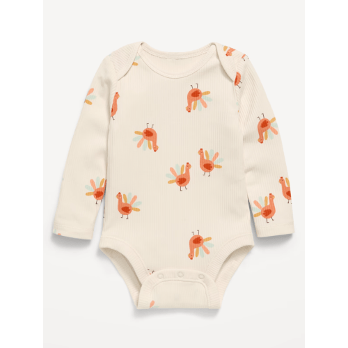 Printed Long-Sleeve Ribbed Bodysuit for Baby