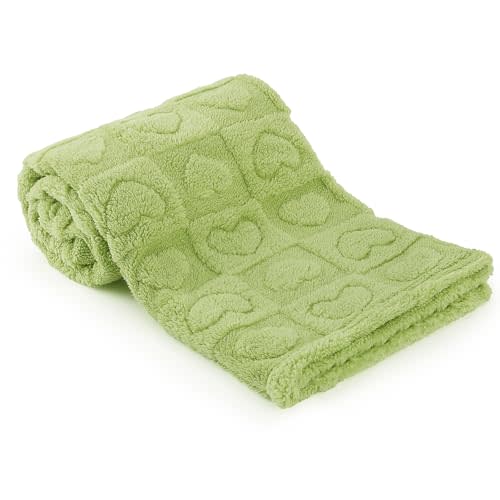 Plush Soft with Heart Checkered Baby Blanket,Fleece Infant Toddler Blankets for Girls Boys,Warm Lightweight Breathable Newborn Receiving Blankets for Crib Stroller 30"×39" (Green, Heart)
