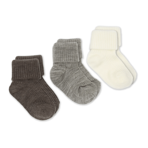 Wool Socks, Baby and Toddler, Brown-Gray & White
