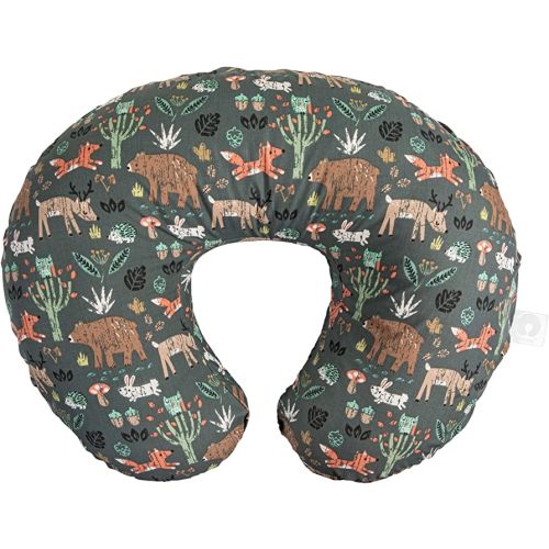 Boppy Original Nursing Pillow, Green Forest Animals, Ergonomic Nursing Essentials for Bottle and Breastfeeding, Firm Fiber Fill, with Removable Pillow Cover, Machine Washable