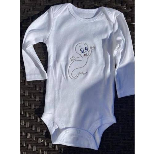 Casper the friendly ghost on 100%  short or long sleeve Cotton Onesie