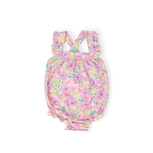 Summer Watercolor Ruffle Cross Back Romper