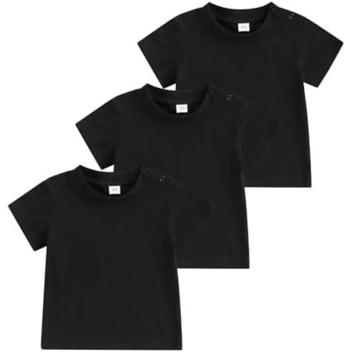 Tsseiatte 3-Pack Toddler Baby Boy Girl Short Sleeve Crew Neck T Shirt Pullover Shirts Summer Basic Tees Solid Casual Clothes