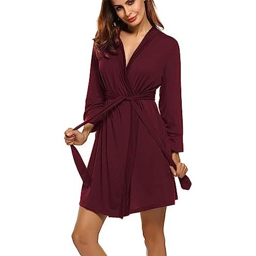 HOTOUCH Womens Robe Lightweight Short Knit Bathrobe Soft Ladies Sleepwear with Pockets