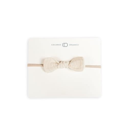 Colored Organics Baby Organic Cotton Dainty Bow Headband - Infant Girls - Natural Muslin