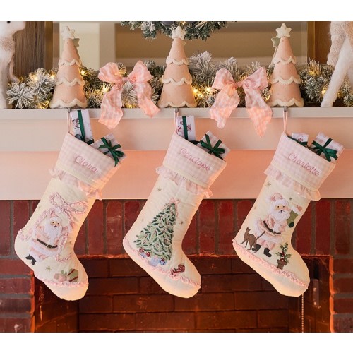 Pink Quilted Christmas Stocking Collection