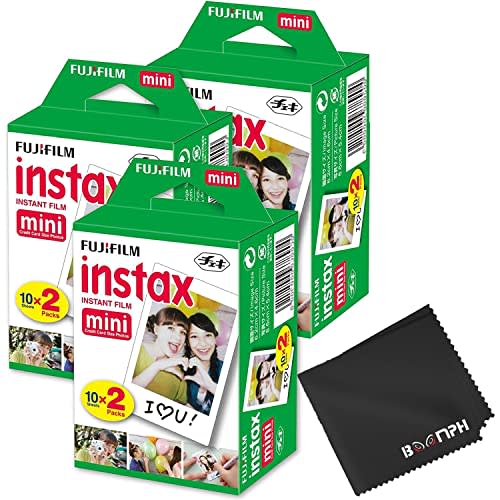 Fujifilm Instax Mini Instant Camera Film: 60 Shoots Total, (10 Sheets x 6) - Capture Memories Anytime, Anywhere - Boomph's Comprehensive Ultimate Performance Cloth Solution for Perfect Picture Quality