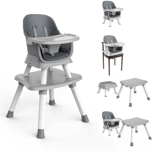 7 in 1 High Chair, Convertible High Chairs for Babies and Toddlers, Infant Dining Booster Seat, Table and Seat Set, Removable Tray, Gray