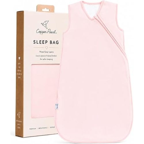 Copper Pearl Baby Sleep Sack, Blush - 1.0 TOG All-Season Wearable Blanket for 6-12 Months, Sleeveless Sleep Sack for Baby Boy or Girl