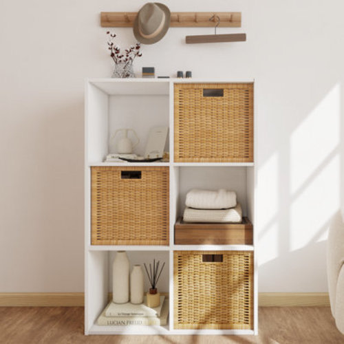 Ebern Designs 6 Cube Storage Organizer, Modular Bookshelf with Open and Closed Back Panels, white | Wayfair