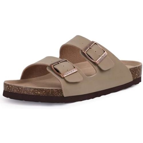 Unisex Cork Footbed Slide Sandal, Arch Support Summer Outdoor Sandals with Adjustable Buckle for Women and Men