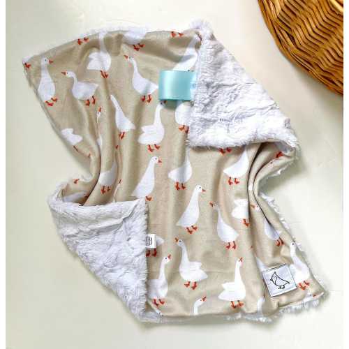 Silly Goose Lovey: Soft Minky Sensory Blanket with Satin Ribbon