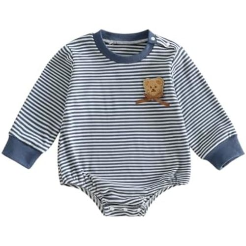 Douhoow Baby Sweatshirt Romper Long Sleeve Bear Embroidery Bodysuit Infant Boy Girl Fall Winter Festival Clothes