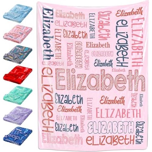 Custom Baby Blanket,Personalized Name Throw Blankets for Girls Boys Kids Baby Newborn Customized Gifts for Birthday Christmas